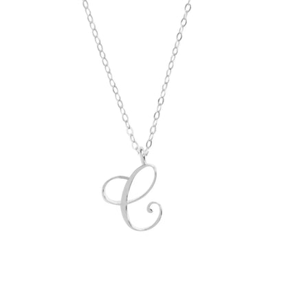 Classic 26 Letter Initials Calligraphy Alphabet Necklace