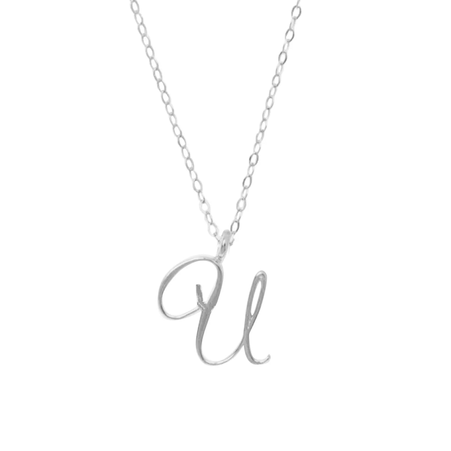 Classic 26 Letter Initials Calligraphy Alphabet Necklace