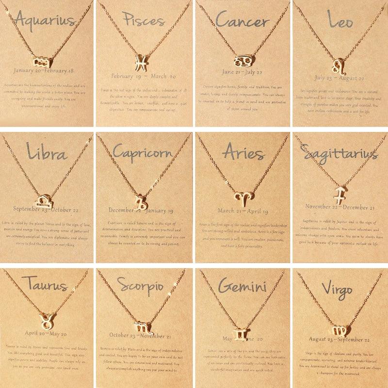 1 Piece - 12 Zodiac Sign Constellation Chain Pendant Necklace - Rebel Spirit Designs 1 Piece - 12 Zodiac Sign Constellation Chain Pendant Necklace