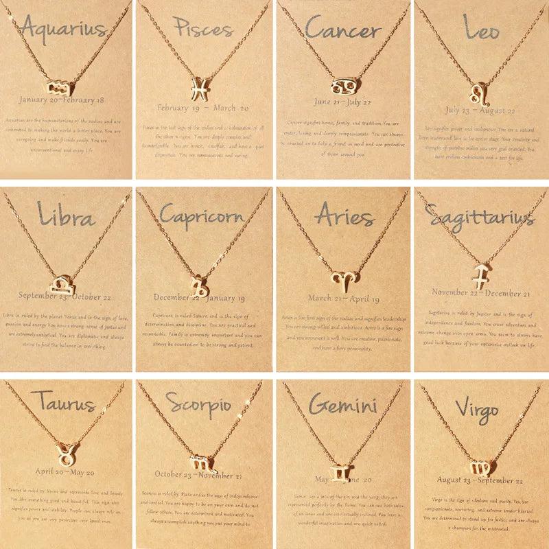 1 Piece - 12 Zodiac Sign Constellation Chain Pendant Necklace - Rebel Spirit Designs 1 Piece - 12 Zodiac Sign Constellation Chain Pendant Necklace