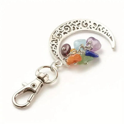 1pc Seven-Color Crushed Gemstone Crescent Moon Keychain Clip Charm - Rebel Spirit Designs 1pc Seven-Color Crushed Gemstone Crescent Moon Keychain Clip Charm