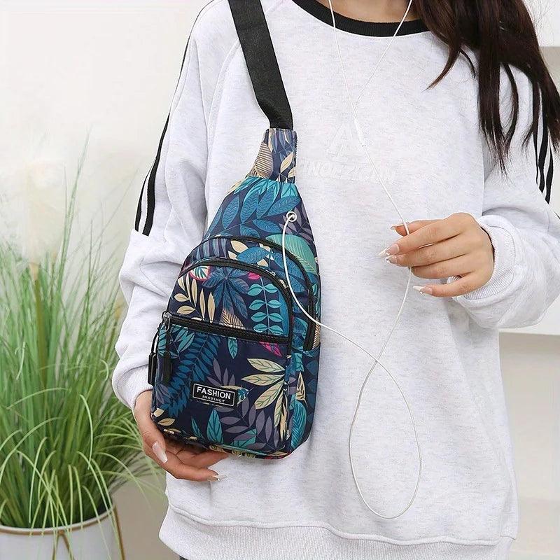 Colorful Print Sling Backpack Fashion Multi Pockets Crossbody Bag - Rebel Spirit Designs Colorful Print Sling Backpack Fashion Multi Pockets Crossbody Bag