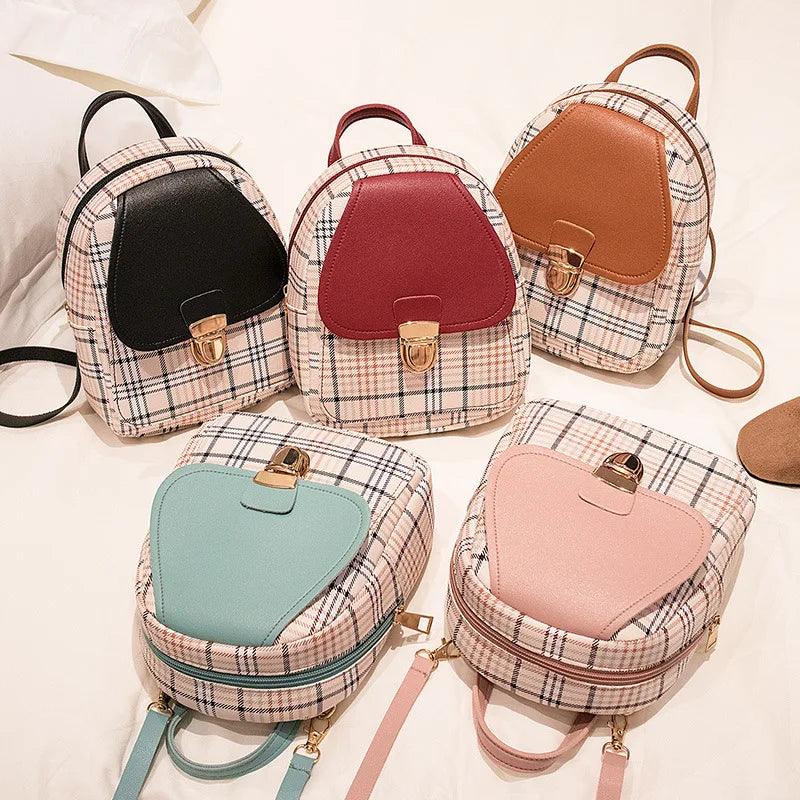 Ladies Check Lock Small Backpack Fashion Large Capacity Bags One Shoulder Diagonal Handbag Coin Purse Messenger Bag - Rebel Spirit Designs Ladies Check Lock Small Backpack Fashion Large Capacity Bags One Shoulder Diagonal Handbag Coin Purse Messenger Bag