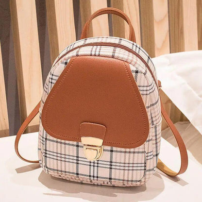 Ladies Check Lock Small Backpack Fashion Large Capacity Bags One Shoulder Diagonal Handbag Coin Purse Messenger Bag - Rebel Spirit Designs Ladies Check Lock Small Backpack Fashion Large Capacity Bags One Shoulder Diagonal Handbag Coin Purse Messenger Bag