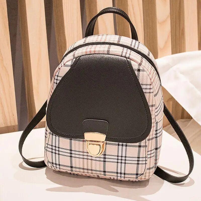 Ladies Check Lock Small Backpack Fashion Large Capacity Bags One Shoulder Diagonal Handbag Coin Purse Messenger Bag - Rebel Spirit Designs Ladies Check Lock Small Backpack Fashion Large Capacity Bags One Shoulder Diagonal Handbag Coin Purse Messenger Bag