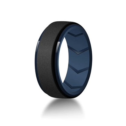 4 Pack Mens Silicone Wedding Bands, 8mm Wide Rubber Wedding Rings, Hypoallergenic Breathable Men's Silicone Ring for Him