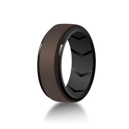 4 Pack Mens Silicone Wedding Bands, 8mm Wide Rubber Wedding Rings, Hypoallergenic Breathable Men's Silicone Ring for Him