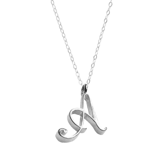 Classic 26 Letter Initials Calligraphy Alphabet Necklace