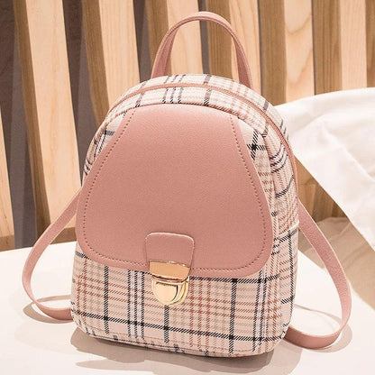 Ladies Check Lock Small Backpack Fashion Large Capacity Bags One Shoulder Diagonal Handbag Coin Purse Messenger Bag - Rebel Spirit Designs Ladies Check Lock Small Backpack Fashion Large Capacity Bags One Shoulder Diagonal Handbag Coin Purse Messenger Bag