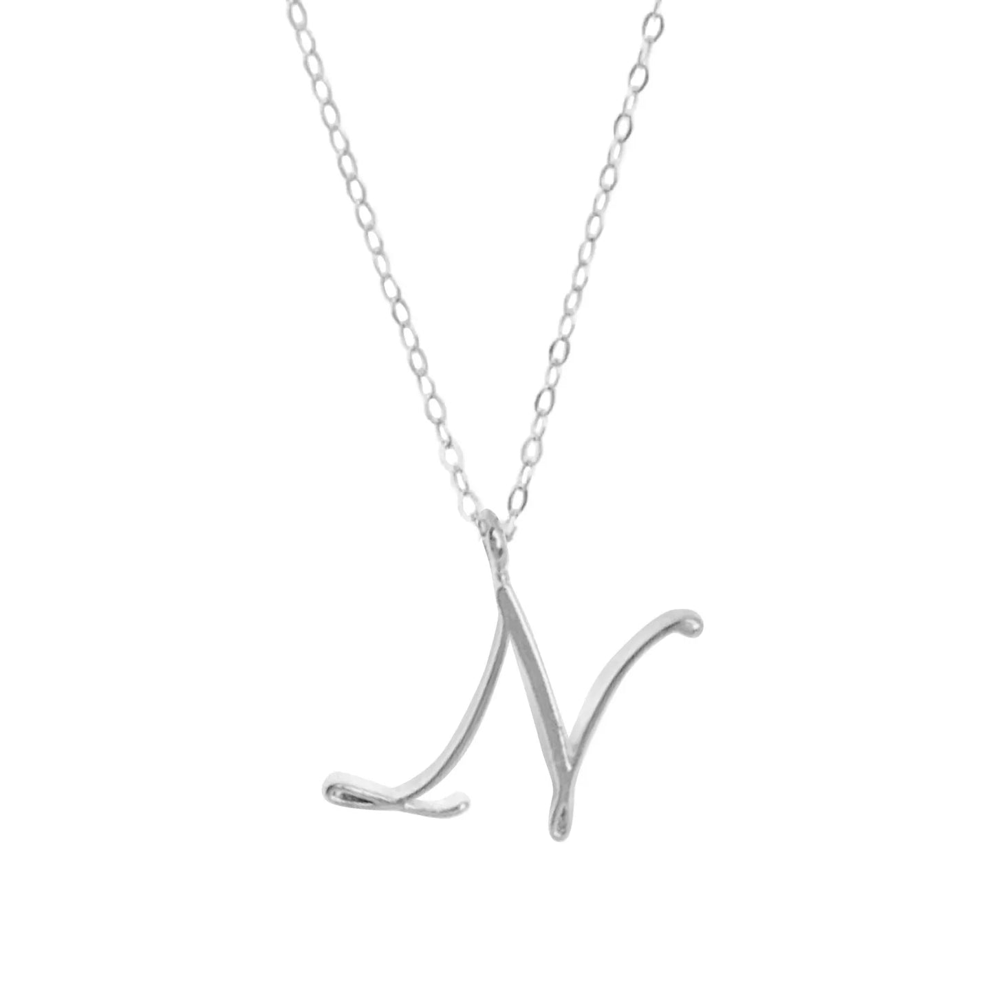 Classic 26 Letter Initials Calligraphy Alphabet Necklace
