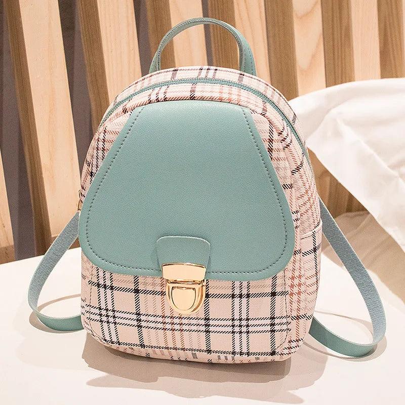 Ladies Check Lock Small Backpack Fashion Large Capacity Bags One Shoulder Diagonal Handbag Coin Purse Messenger Bag - Rebel Spirit Designs Ladies Check Lock Small Backpack Fashion Large Capacity Bags One Shoulder Diagonal Handbag Coin Purse Messenger Bag