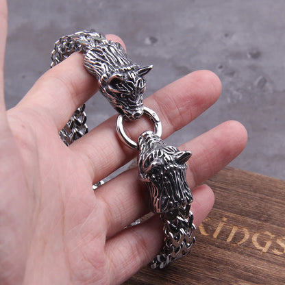 Men's Stainless Steel Viking Wolf Bracelet