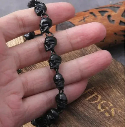 316L Stainless Steel Punk Skull Chain Bracelet with Gift Box