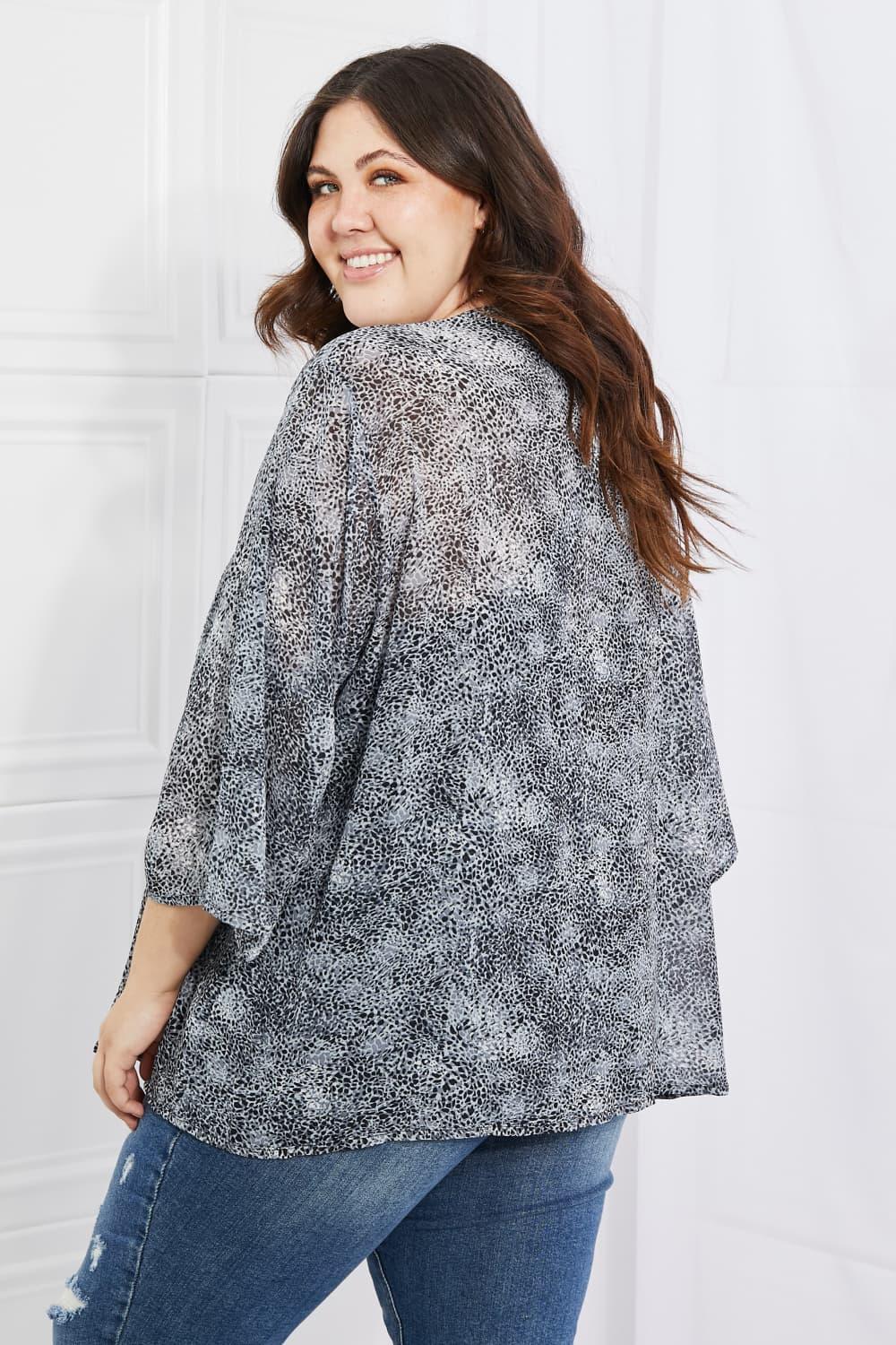 Melody Full Size Snake Print Chiffon Kimono Cardigan for Women - Rebel Spirit Designs Melody Full Size Snake Print Chiffon Kimono Cardigan for Women