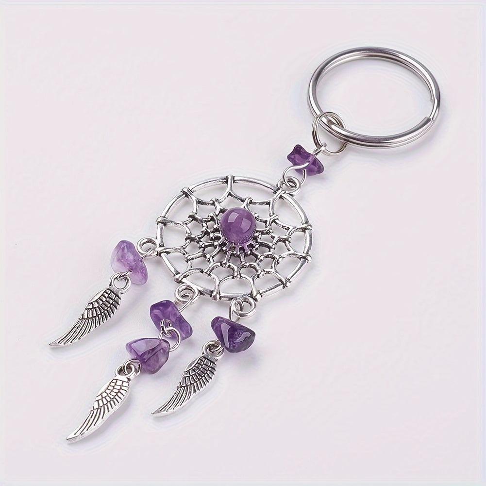 1pc Dreamcatcher Natural Irregular Crystal Agate Stone Bead Keychain - Rebel Spirit Designs 1pc Dreamcatcher Natural Irregular Crystal Agate Stone Bead Keychain