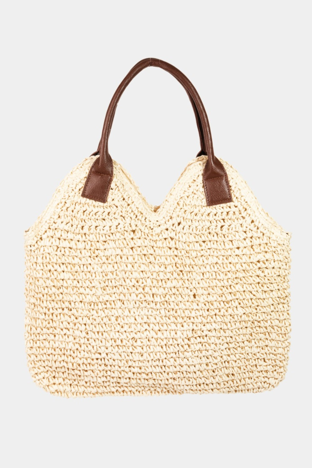 Straw Braided Faux Leather Strap Shoulder Bag