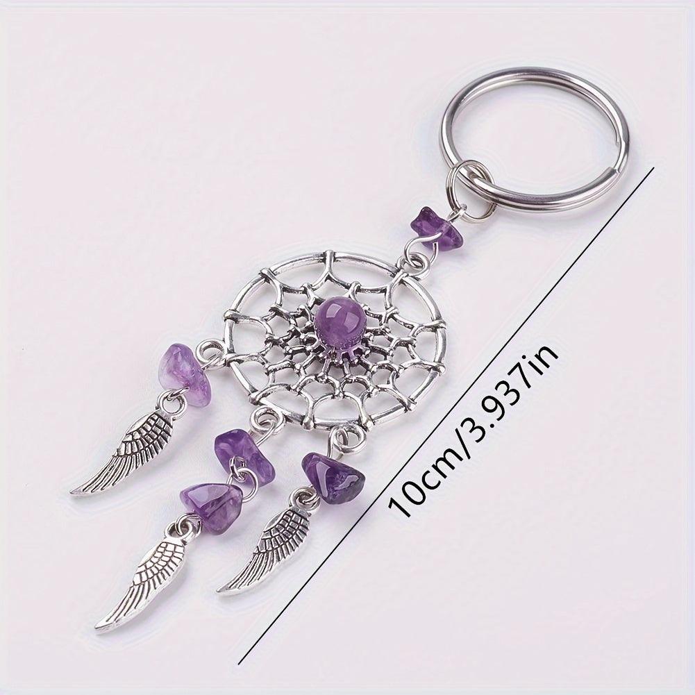 1pc Dreamcatcher Natural Irregular Crystal Agate Stone Bead Keychain - Rebel Spirit Designs 1pc Dreamcatcher Natural Irregular Crystal Agate Stone Bead Keychain