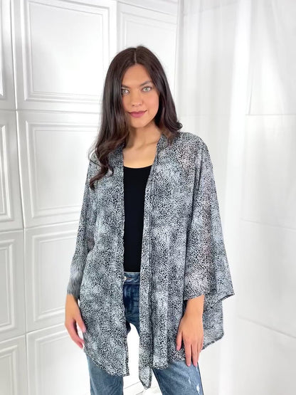 Melody Full Size Snake Print Chiffon Kimono Cardigan for Women