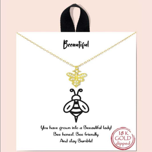 “Beeautiful” Pendant Dainty Inspirational Message Necklace