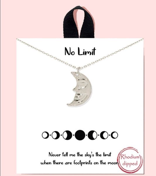 "Never tell me the sky's the limit when there are footprints on the moon" gold silver moon inspirational necklace